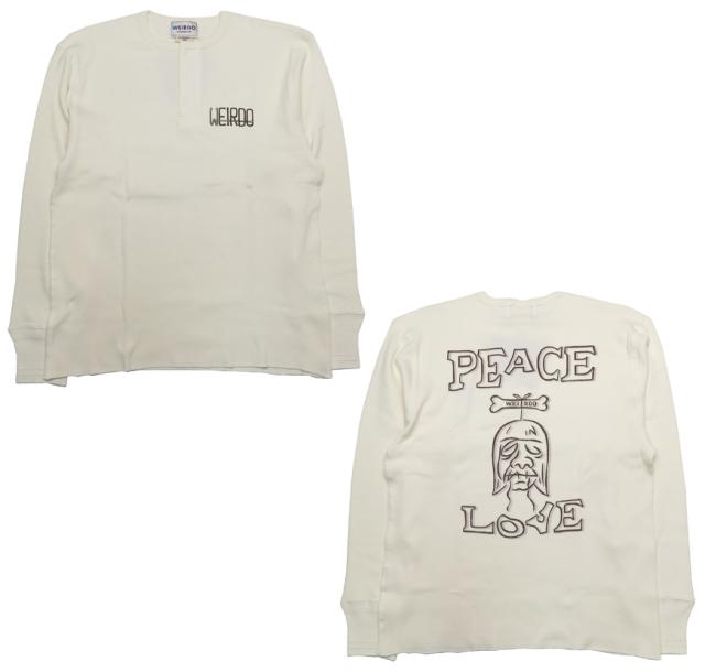 WEIRDO ウィアード 長袖 ヘンリーネック ワッフル Tシャツ SHRUNKEN HEAD GLAD HAND グラッドハンド