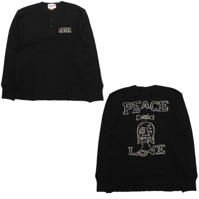 WEIRDO ウィアード 長袖 ヘンリーネック ワッフル Tシャツ SHRUNKEN HEAD GLAD HAND グラッドハンド