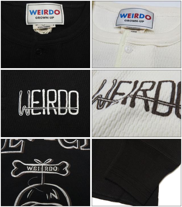 WEIRDO ウィアード 長袖 ヘンリーネック ワッフル Tシャツ SHRUNKEN HEAD GLAD HAND グラッドハンド