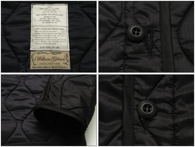 バズリクソンズ Buzz Ricksons William Gibson ブラック M-65用 キルティング ライナー ジャケット Type BLACK LINER, EXTREME COLD WEATHER, PARKA BR15193
