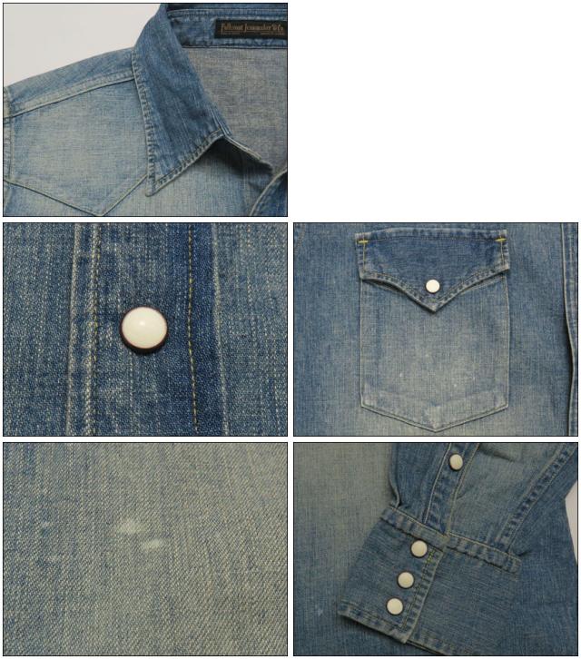 FULLCOUNT 8oz デニム 長袖ウエスタンシャツ ユーズドウォッシュ 4894