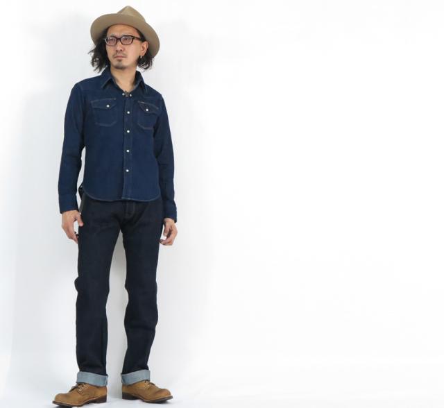 デラックスウェア DELUXEWARE 長袖 10oz デニム ウエスタンシャツ 7600
