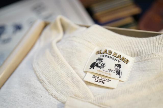 GLAD HAND グラッドハンド 長袖 Tシャツ クルーネック U.S.Aコットン Royal Class シリーズ