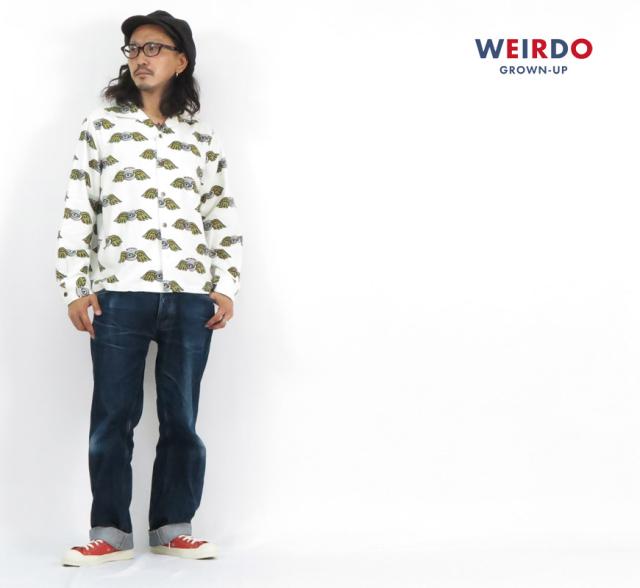 WEIRDO ウィアード プリントフランネル 長袖オープンカラーシャツ ZANY EYE GLAD HAND グラッドハンド