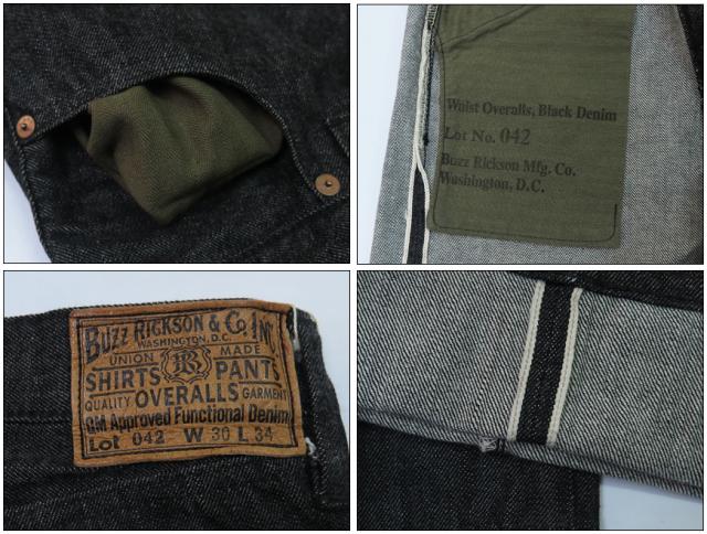 バズリクソンズ BUZZ RICKSON'S 13.6oz ブラック デニム ジーンズ 第2次世界大戦モデル William Gibson ウィリアムギブソン ワンウォッシュ BR43042 【2024-25年春夏コレクション】