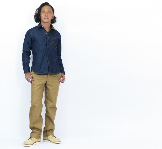 デラックスウェア DELUXEWARE 10.5oz デニム ワークシャツ 40s DENIM インディゴ 7640