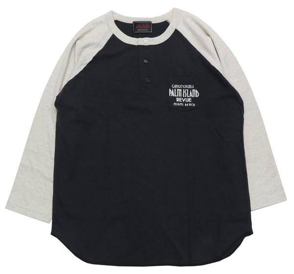 GANGSTERVILLE ヘンプ混 9分袖ラグランスリーブ ヘンリーネック Tシャツ PALM ISLAND REVUE GSC-22-SS-28 天竺生地 GLAD HAND グラッドハンド