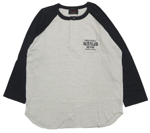 GANGSTERVILLE ヘンプ混 9分袖ラグランスリーブ ヘンリーネック Tシャツ PALM ISLAND REVUE GSC-22-SS-28 天竺生地 GLAD HAND グラッドハンド