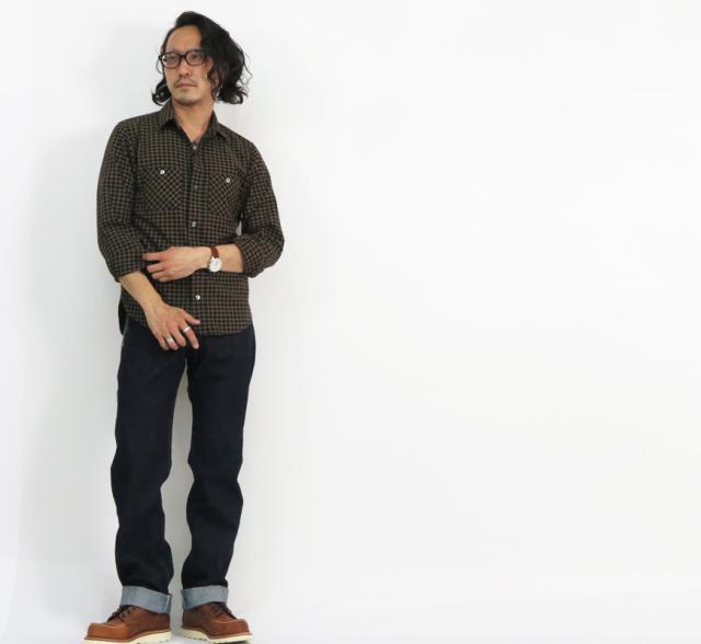 デラックスウェア DELUXEWARE 長袖 スルーギンガムチェック シャツ LV-24