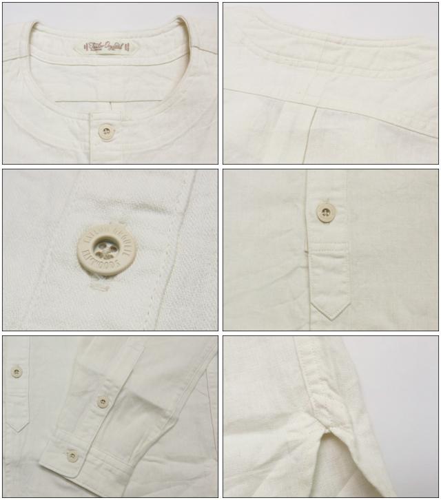 ORGUEIL オルゲイユ 長袖 ノーカラー コットンリネンシャツ OR-5069A