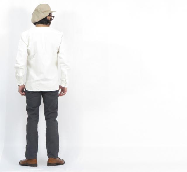 ORGUEIL オルゲイユ 長袖 ノーカラー コットンリネンシャツ OR-5069A