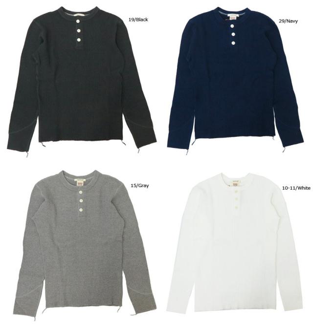 BARNS ヘビーウェイト 長袖 ワッフル サーマル ヘンリーネックTシャツ ＢＲ-3051