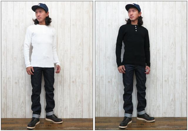 BARNS ヘビーウェイト 長袖 ワッフル サーマル ヘンリーネックTシャツ ＢＲ-3051