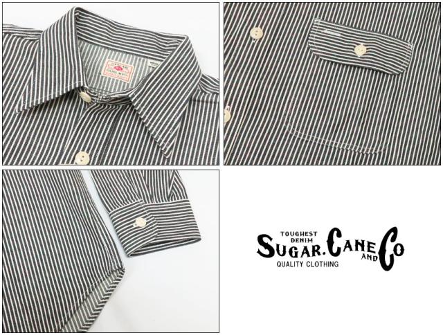 シュガーケーン SUGAR CANE 長袖 ブルーデニム ワークシャツ ネイビー SC27852