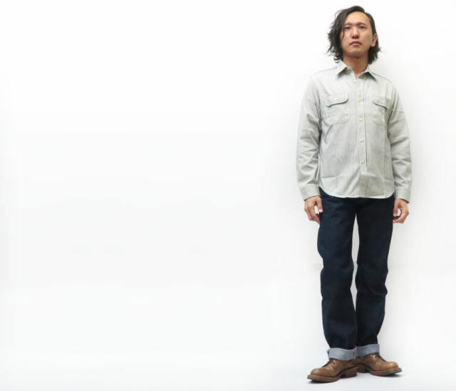 シュガーケーン SUGAR CANE 長袖 ブルーデニム ワークシャツ ネイビー SC27852