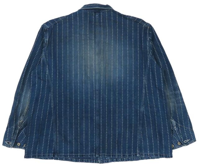 FULLCOUNT スターインディゴウォバッシュストライプ チョアジャケット ハードウォッシュ リメイク加工 FC2051HW