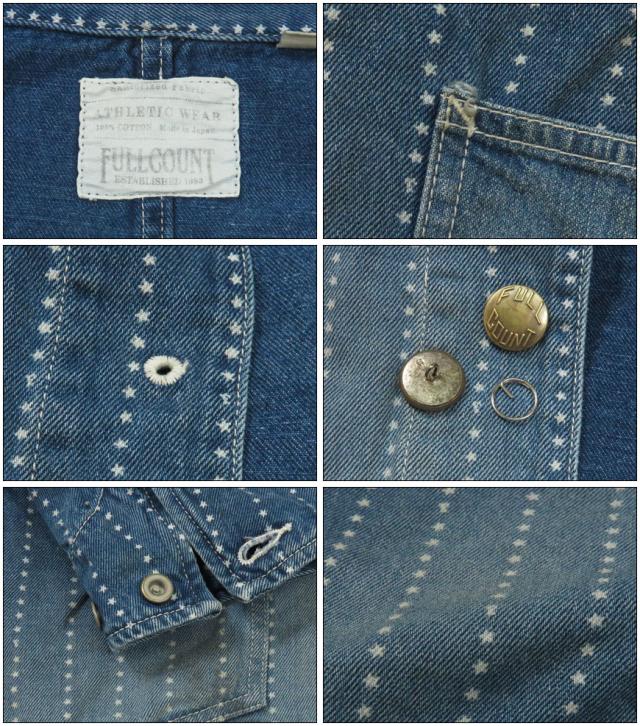 FULLCOUNT スターインディゴウォバッシュストライプ チョアジャケット ハードウォッシュ リメイク加工 FC2051HW