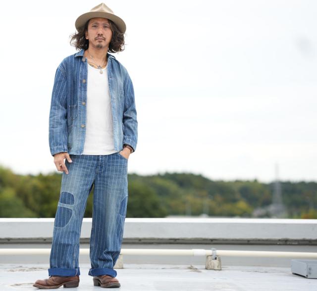 FULLCOUNT スターインディゴウォバッシュストライプ チョアジャケット ハードウォッシュ リメイク加工 FC2051HW
