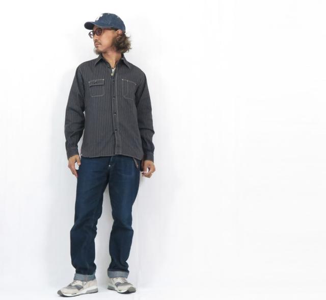 シュガーケーン SUGAR CANE 長袖 ワークシャツ ブラックウォバッシュストライプ  FICTION ROMANCE 8.5oz. BLACK WABASH STRIPE WORK SHIRT SC29585 【2025年秋冬新作】