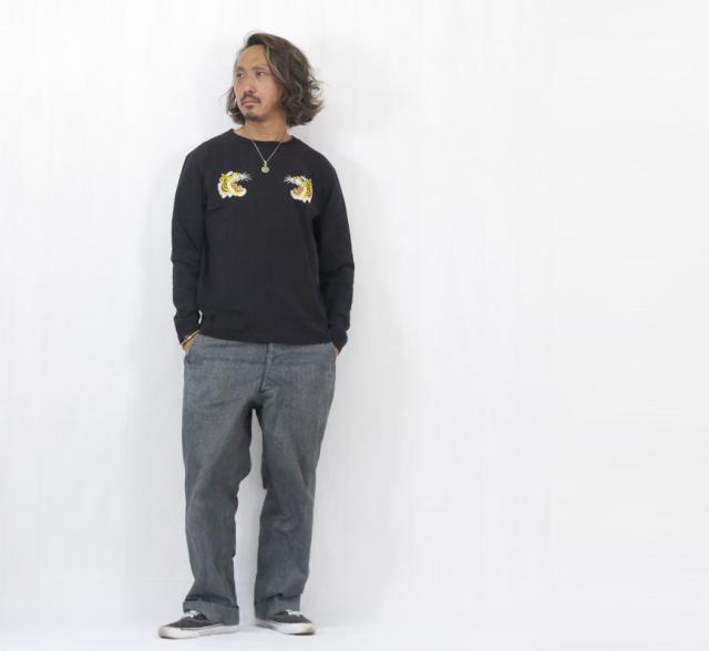 テーラー東洋 Tailor Toyo 長袖 スカ刺繍 Tシャツ LONG SLEEVE SUKA T-SHIRT EMBROIDERED “TIGER” テイラー東洋 TT69649【2025年秋冬新作】