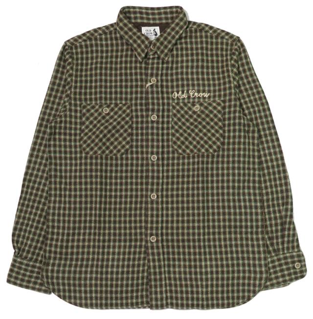 OLD CROW 長袖 ダブルガーゼチェック シャツ WHISKEY DELIVERY 刺繍 CROW BRAND  GLAD HAND グラッドハンド 