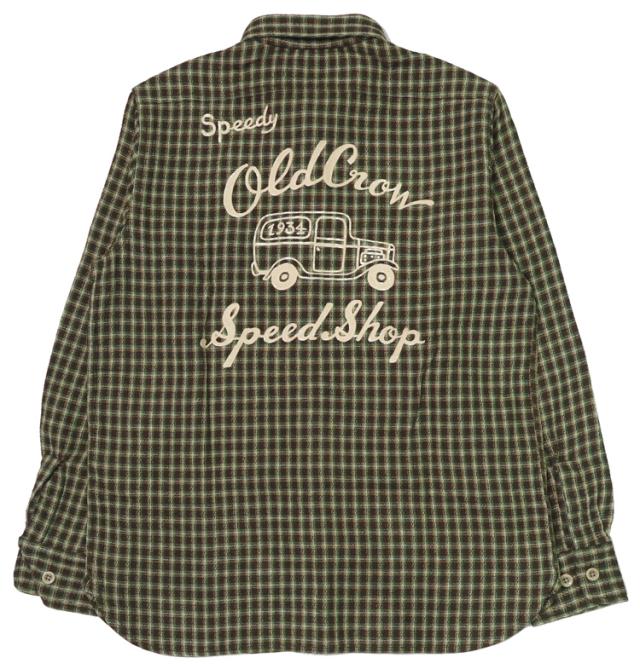 OLD CROW 長袖 ダブルガーゼチェック シャツ WHISKEY DELIVERY 刺繍 CROW BRAND  GLAD HAND グラッドハンド 