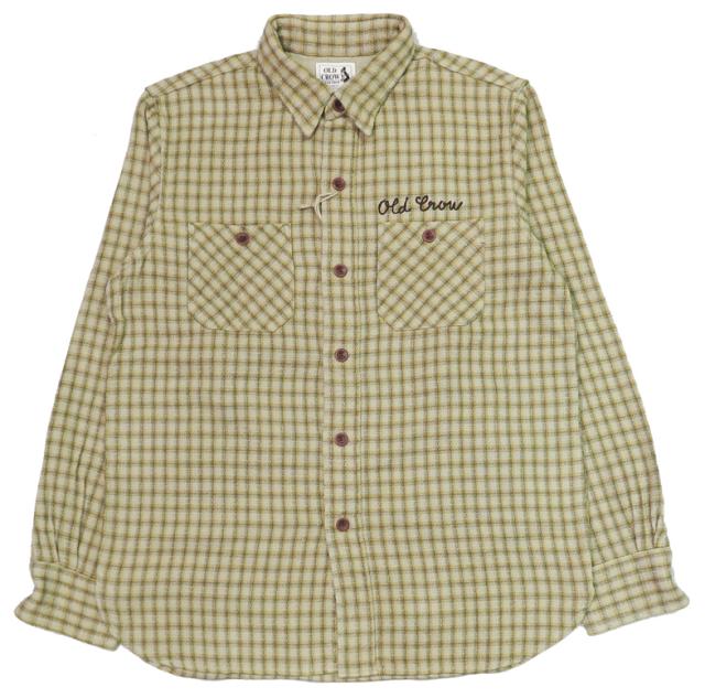 OLD CROW 長袖 ダブルガーゼチェック シャツ WHISKEY DELIVERY 刺繍 CROW BRAND  GLAD HAND グラッドハンド 