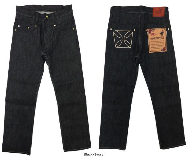 GANGSTERVILLE THUG DENIM IRON CROSS BLACK