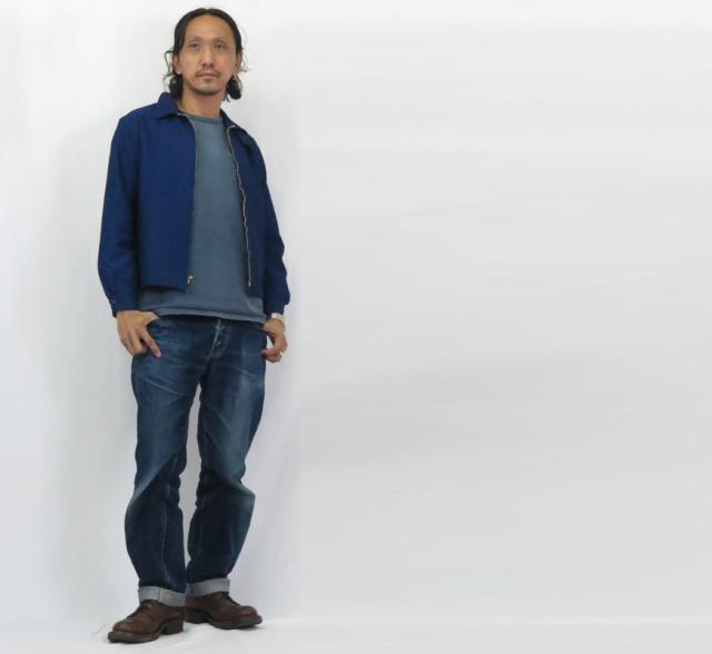 シュガーケーン SUGAR CANE 長袖 コットンレーヨン インディゴ染め スポーツ ジャケット ドッグイヤージャケット SC15702