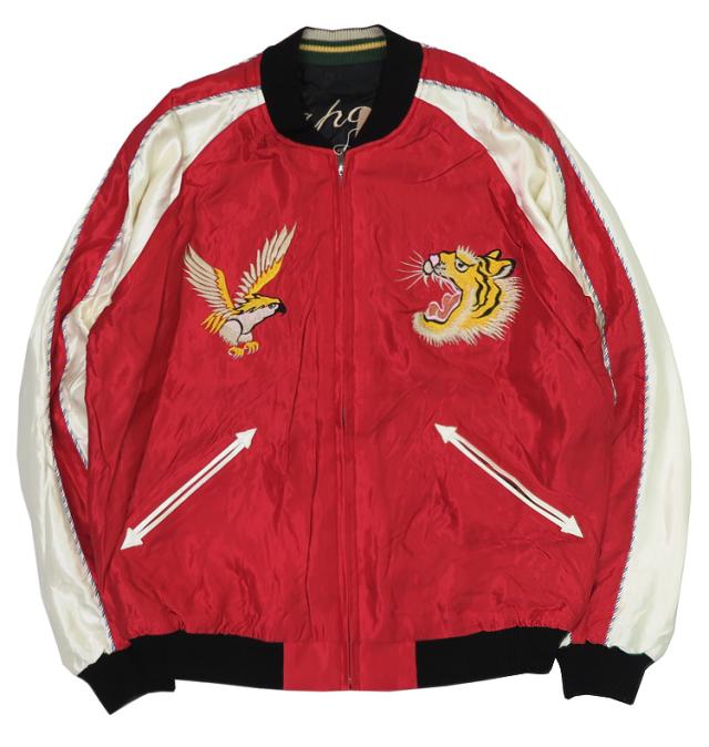 テーラー東洋 TailorToyo リバーシブル アセテート サテン スカジャン  ROARING TIGER × EAGLE　TT15390-165