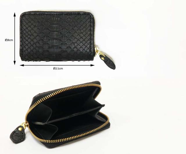 KC’S ケーシーズ 長財布 ラウンドジップ ロングウォレット 鮫革 レザー ブラック KIW036 