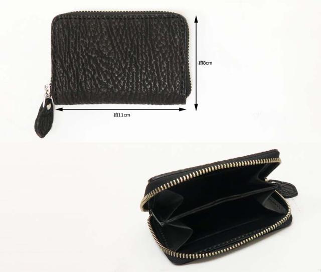 KC’S ケーシーズ 長財布 ラウンドジップ ロングウォレット 鮫革 レザー ブラック KIW036 