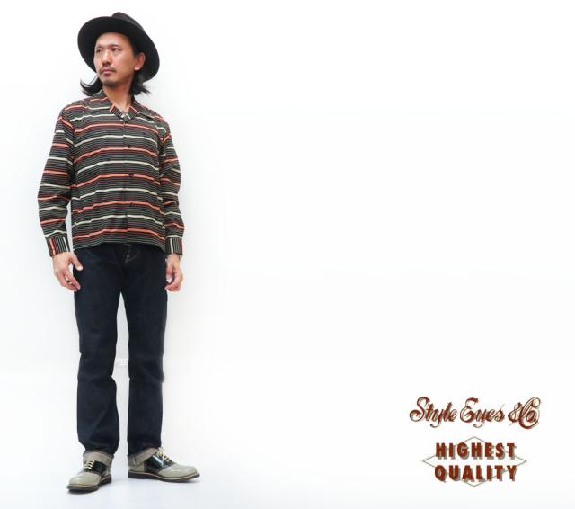 Style Eyes スタイルアイズ 長袖 ヒョウ柄 ベロア オープンカラーシャツ SE28245