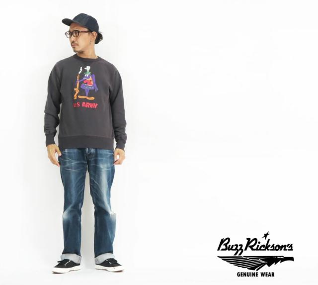 バズリクソンズ BUZZ RICKSON'S 長袖 セットイン クルーネック スウェット プリント U.S.ARMY  BR69067