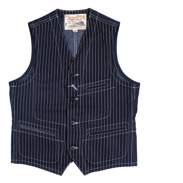 SUGAR CANE シュガーケーン 9oz ウォバッシュストライプ ワークベスト SC2654