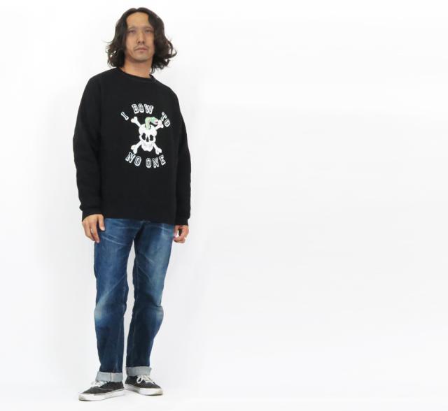 JELADO ジェラード フリーダムスリーブ 丸胴 クルーネックスウェット フロッキープリント Skull Snake AB11212