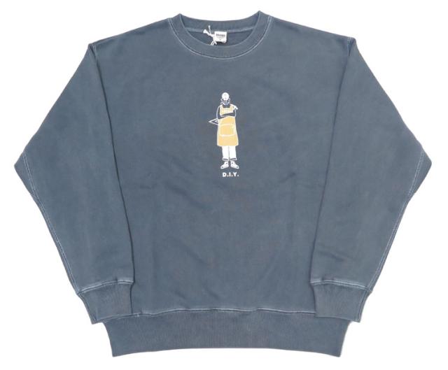 バーンズ BARNS フラットシーマー クルーネック スウェット トレーナー プリント スーパーヘビーウェイト 極厚 ピグメント染め ”D.I.Y” BR-24351