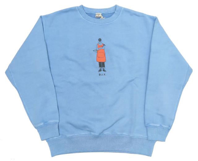 バーンズ BARNS フラットシーマー クルーネック スウェット トレーナー プリント スーパーヘビーウェイト 極厚 ピグメント染め ”D.I.Y” BR-24351