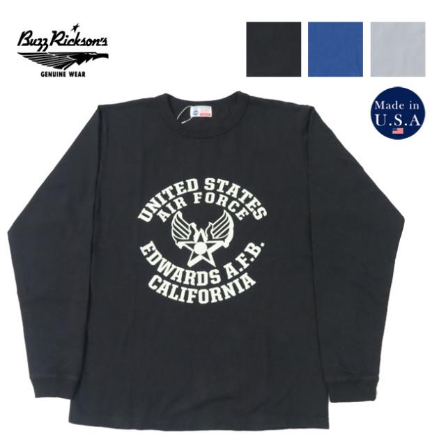 バズリクソンズ BUZZ RICKSON'S 長袖 Tシャツ プリント "EDWARDS" MADE IN USA BR69508