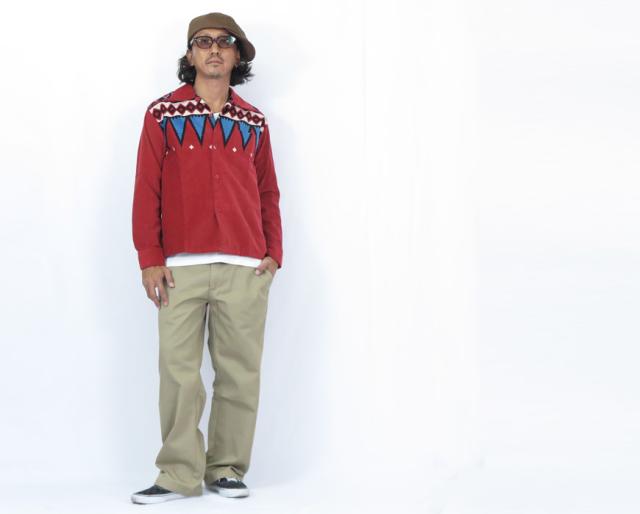 Style Eyes スタイルアイズ 長袖 コーデュロイ 開襟シャツ ガテマラ柄 Mid 1950s Style Corduroy Sports Shirt “GUATEMALA” SE29384