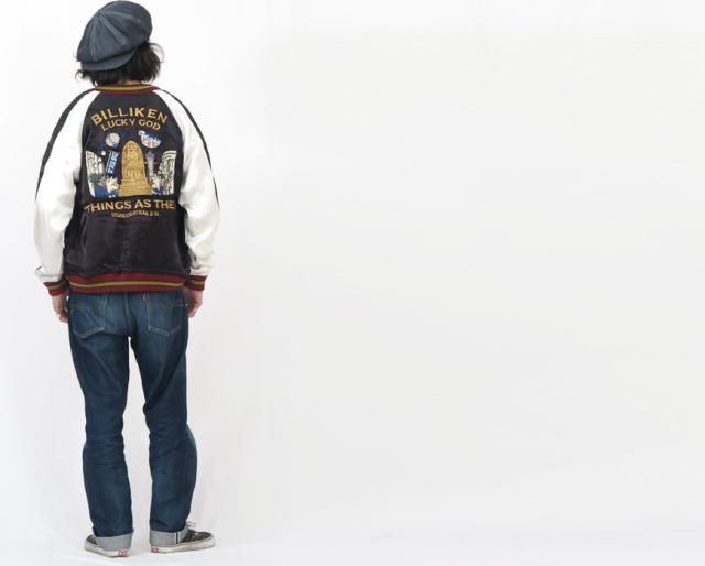 ダルチザン ステュディオ・ダ・ルチザン STUDIO D'ARTISAN ビリケンコラボ サテン スカジャン リバーシブル BLK×GRE BILLI-002 ダルチザン ステュディオ・ダ・ルチザン STUDIO D'ARTISAN ビリケン