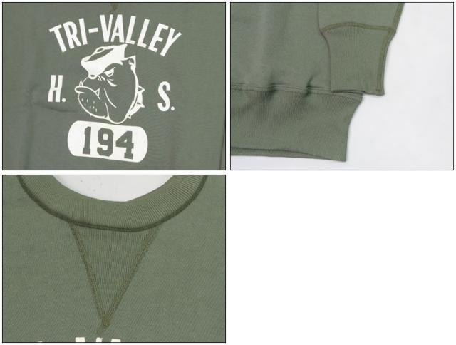 ウェアハウス WAREHOUSE 長袖 クルーネック プリント スウェット 4本針