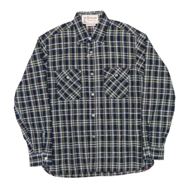 シュガーケーン SUGAR CANE 長袖 ワークシャツ FICTION ROMANCE 7.1oz. INDIGO CHECK WORK SHIRT SC29183