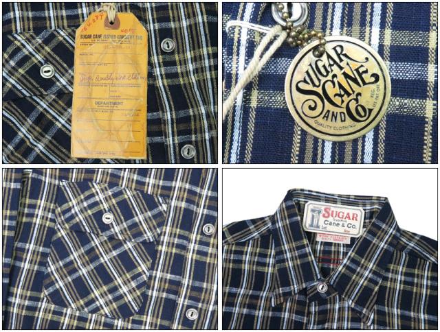 シュガーケーン SUGAR CANE 長袖 ワークシャツ FICTION ROMANCE 7.1oz. INDIGO CHECK WORK SHIRT SC29183