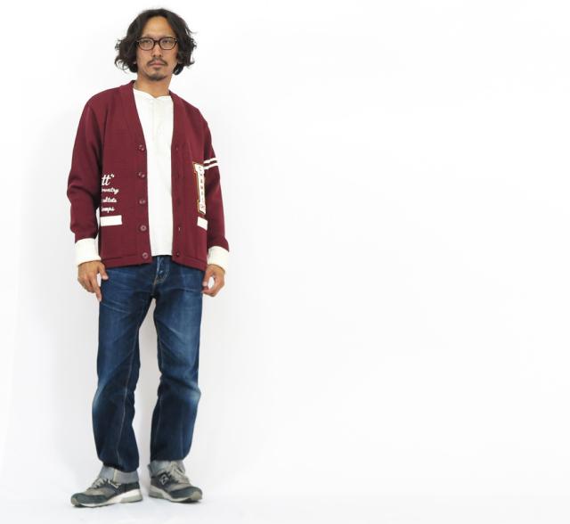 WHITES VILLE ホワイツビル レタードワッペン ウールニット バーシティ カーディガン WV90260