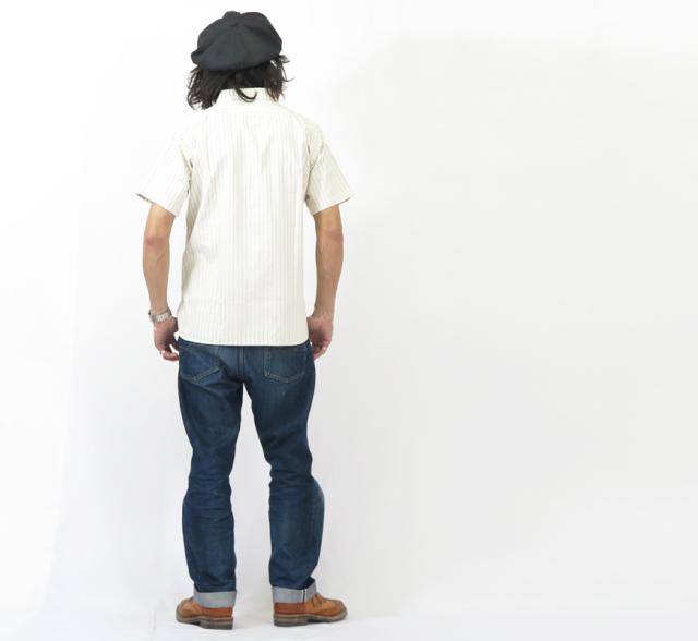 シュガーケーン SUGAR CANE 8.5oz ホワイト ウォバッシュ ストライプ 半袖 ワーク シャツ FICTION ROMANCE フィクションロマンス SC37275