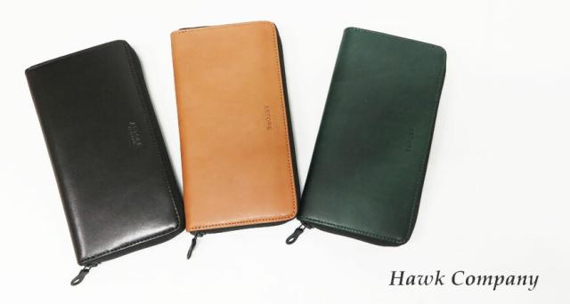 ホークカンパニー HAWK COMPANY イタリアンレザー ラウンドジップ ロングウォレット 長財布 YANKEE社 革 メンズ レディース AS3001