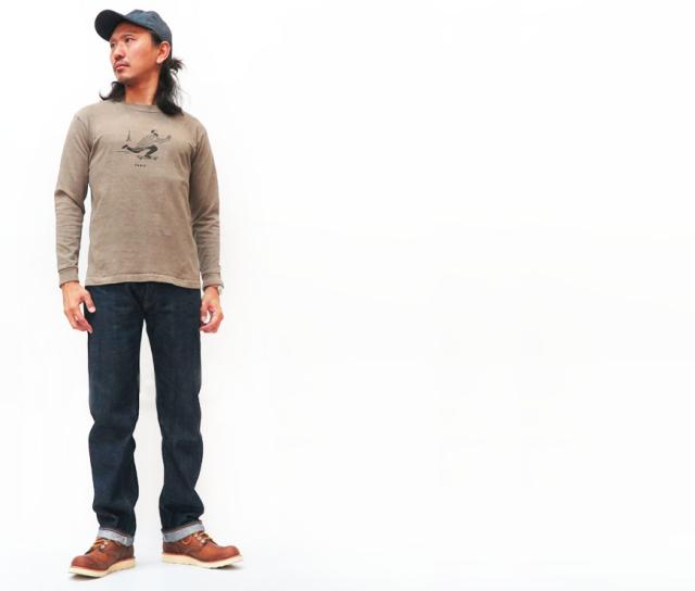 BARNS フラットシーマー両Vガゼットクルーネックスウェット BR-3000