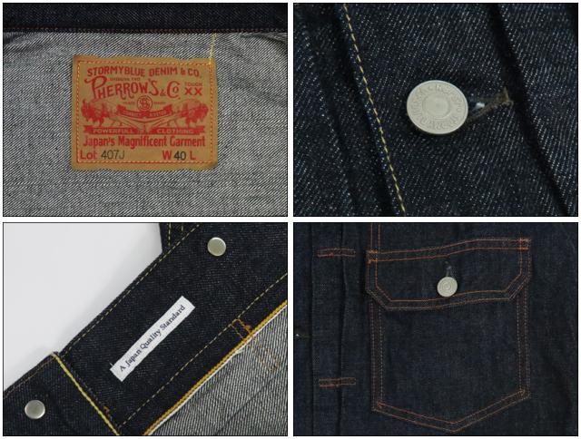 Pherrows 13.5oz デニムジャケット 2nd セカンドタイプ スターチドウォッシュ 407J-SW