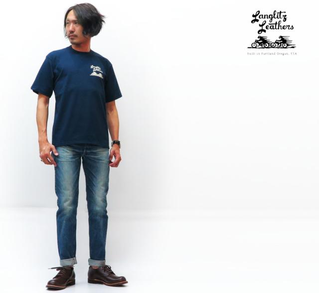 ラングリッツレザーズ Langlitz Leathers 半袖Tシャツ ロゴ刺繍 A-E